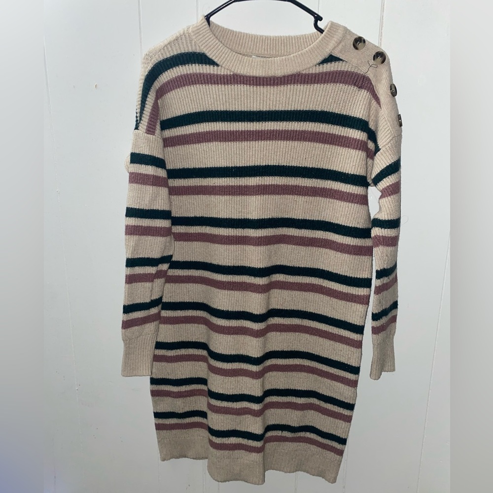 Sonoma Striped Long Sleeve Sweater Dress